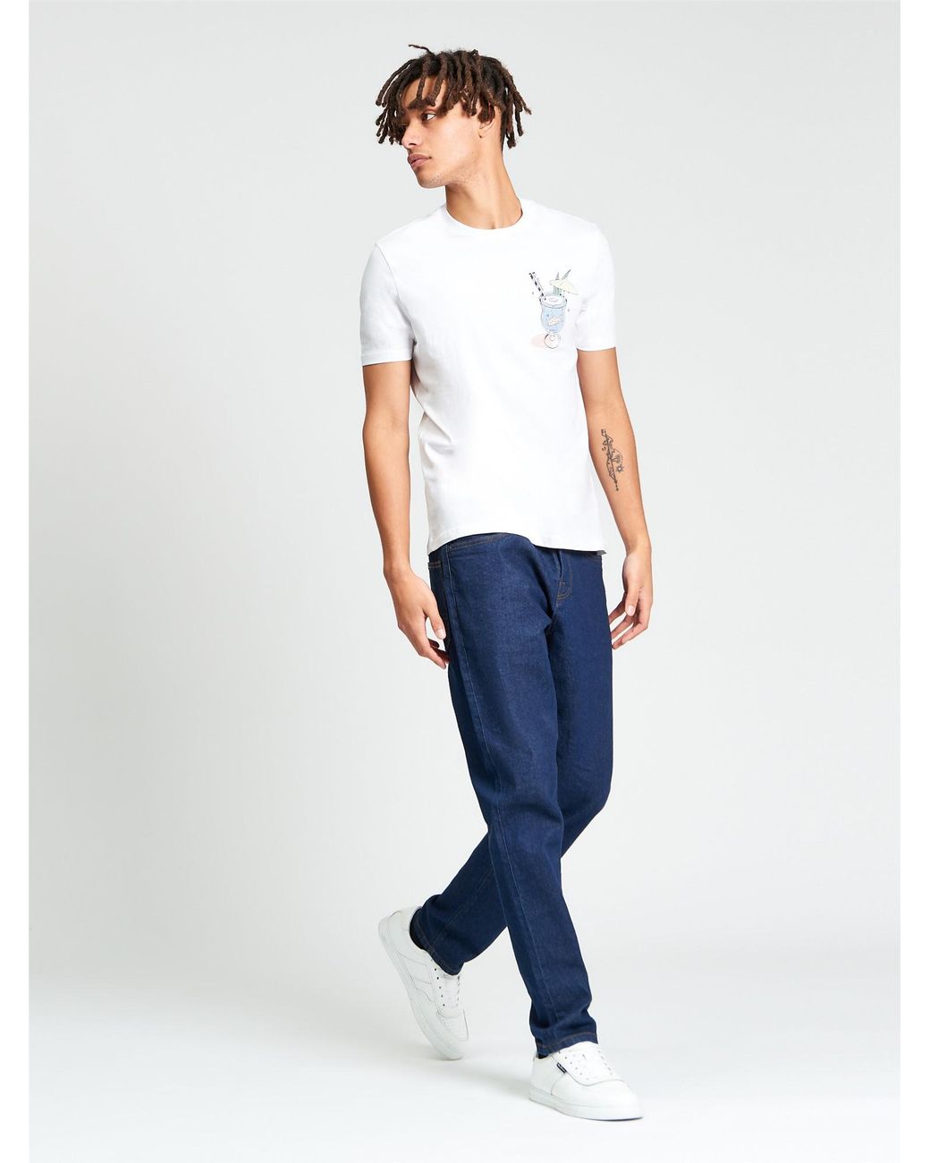 Ben Sherman Blue Gold Fish Bowl Tee In White for men