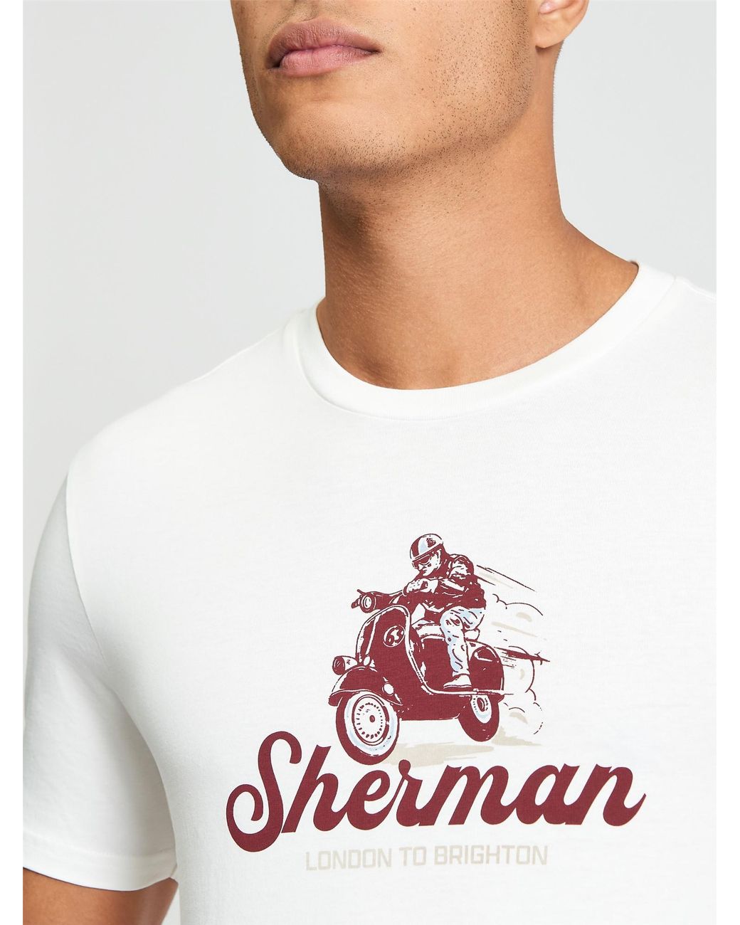 Ben Sherman White Short Sleeve Race Day Tshirt In Ivory for men