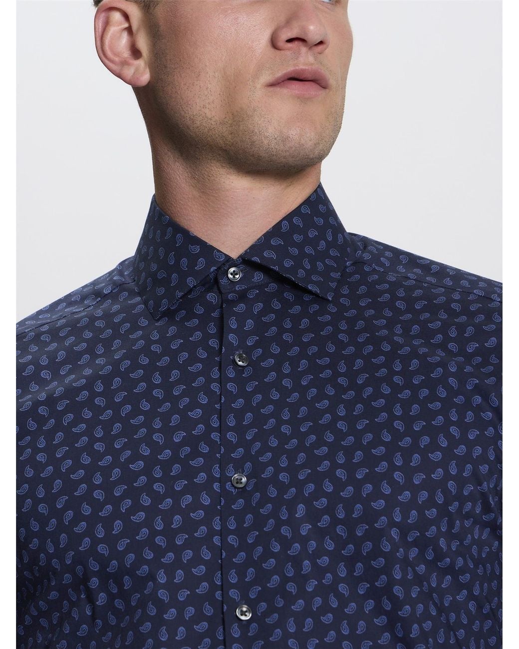 Ben Sherman Blue Paisley Print Shirt In Navy for men