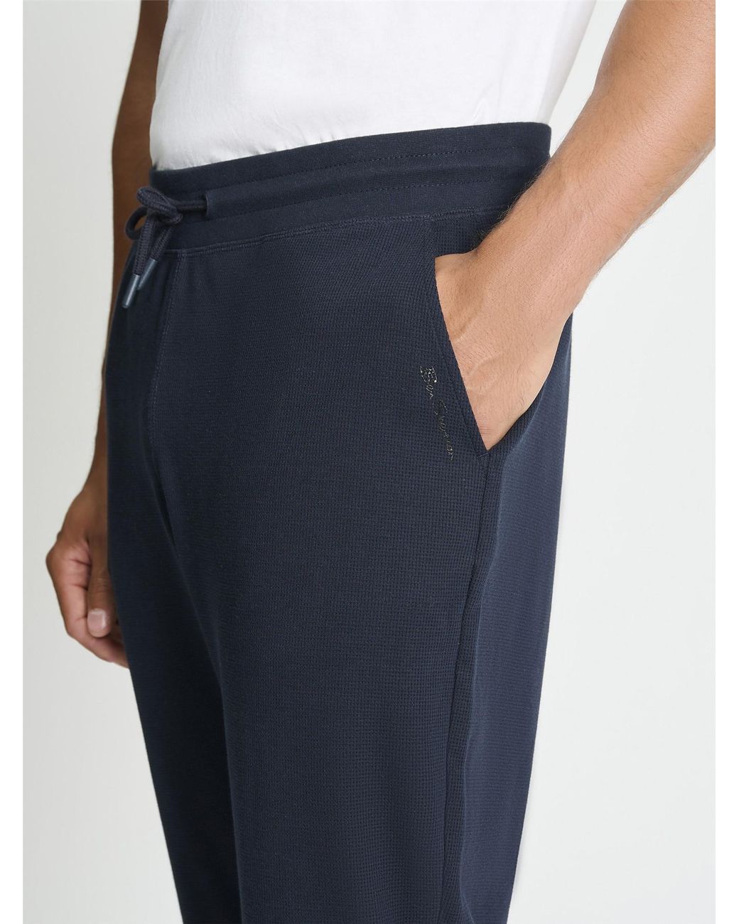 Ben Sherman Blue Jersey Waffle Trouser In Dark Navy for men