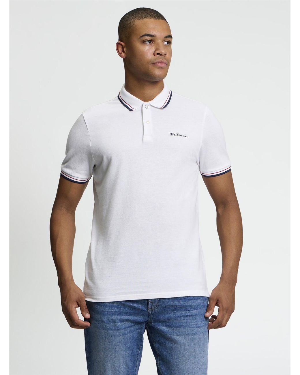 Ben Sherman White Short Sleeve Signature Pique Polo In for men