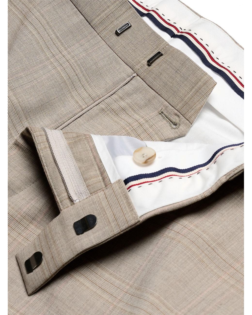 Ben Sherman Natural Tonal Wool Check Trousers In Light Brown for men