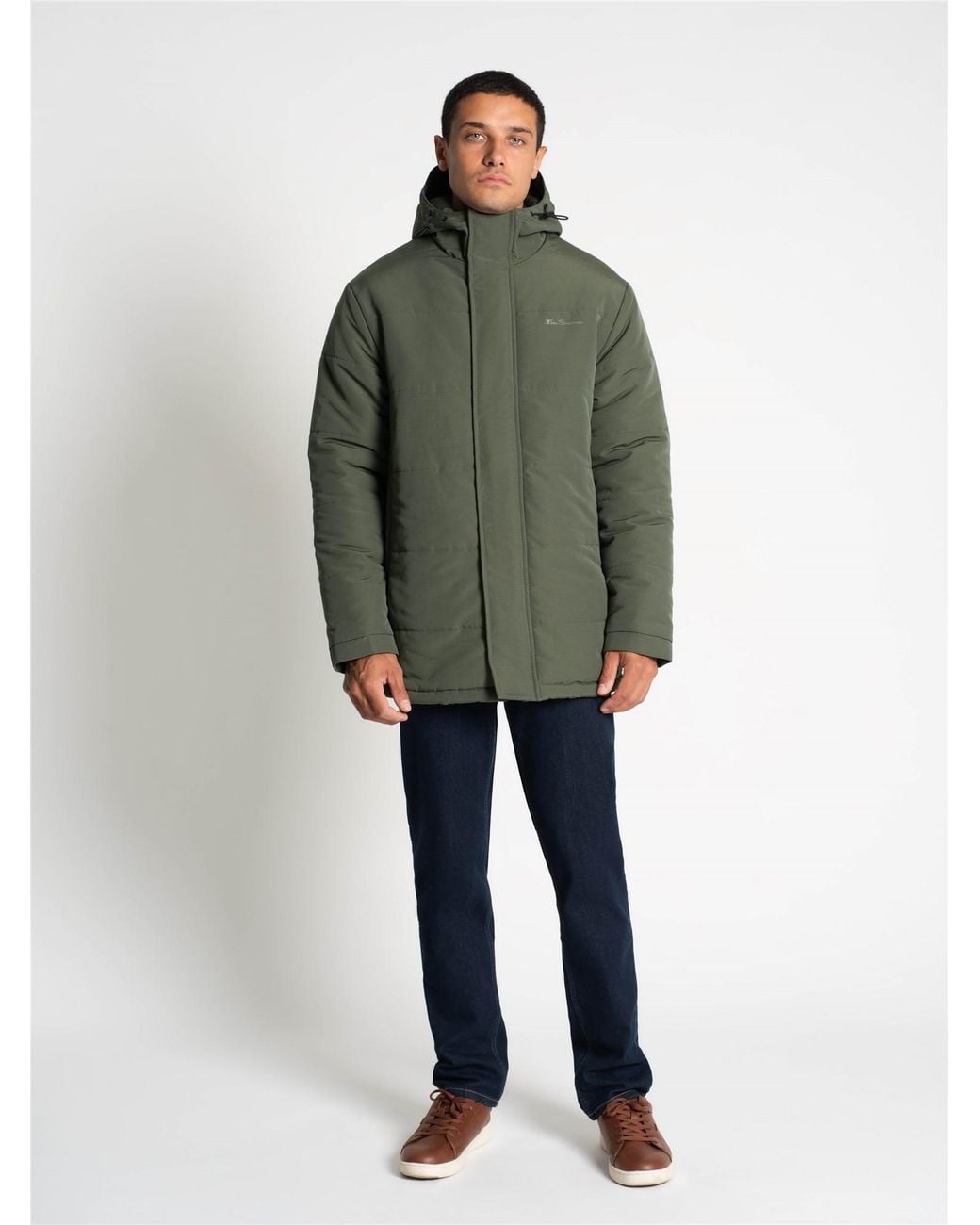 Ben Sherman Green Barrel Quilted Jacket In Camouflage for men