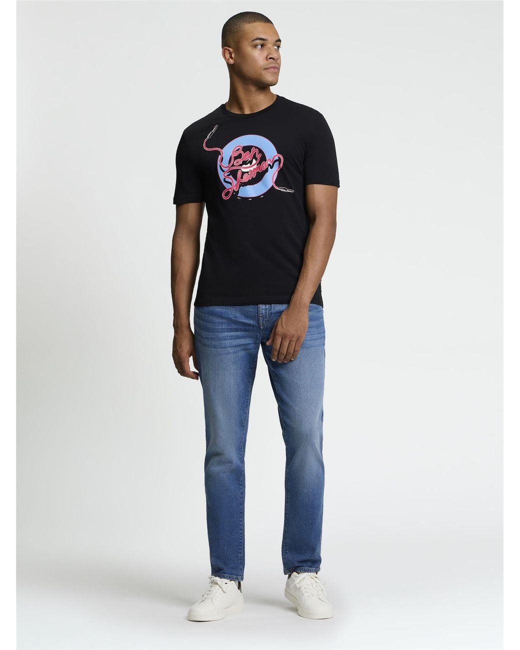 Ben Sherman Blue Short Sleeve Unplugged Target Tshirt In Black for men