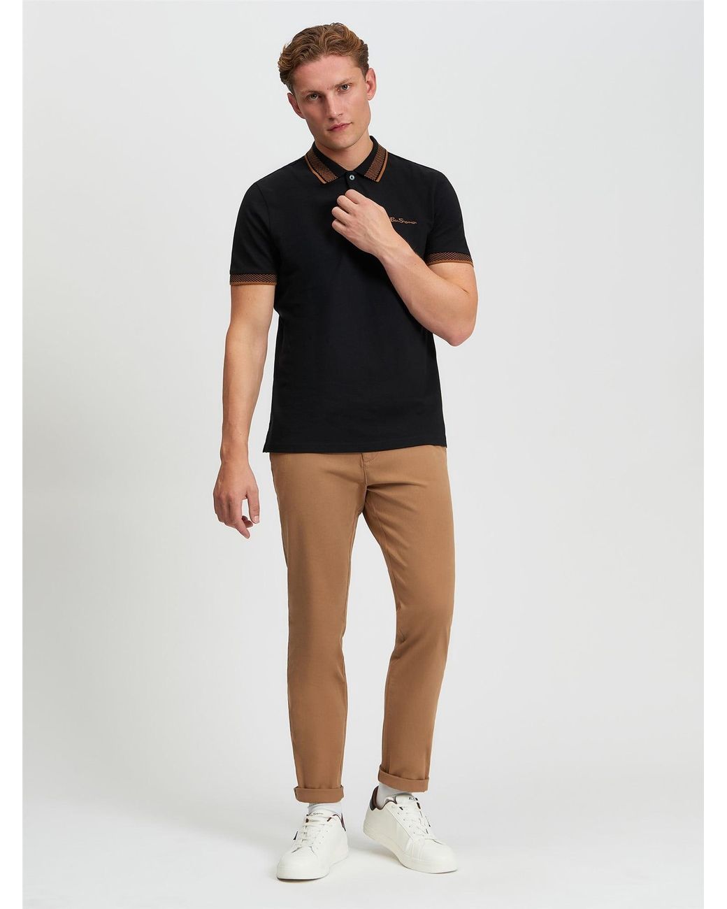Ben Sherman Multicolor Mono Collar Interest Polo In Black for men