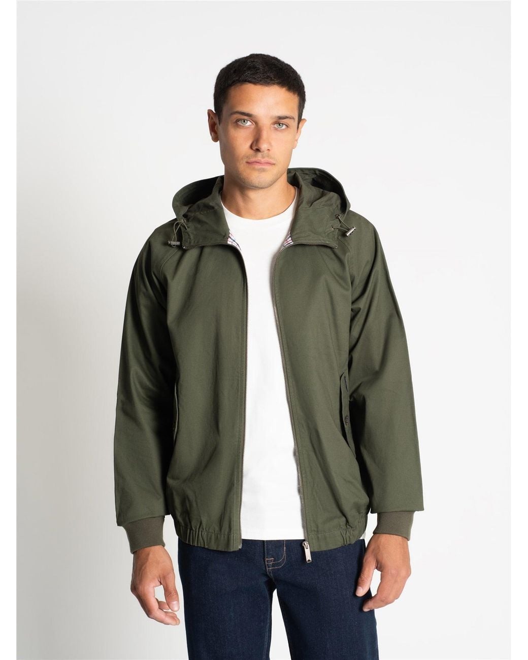 Ben Sherman Green Hooded Harrington Jacket In for men