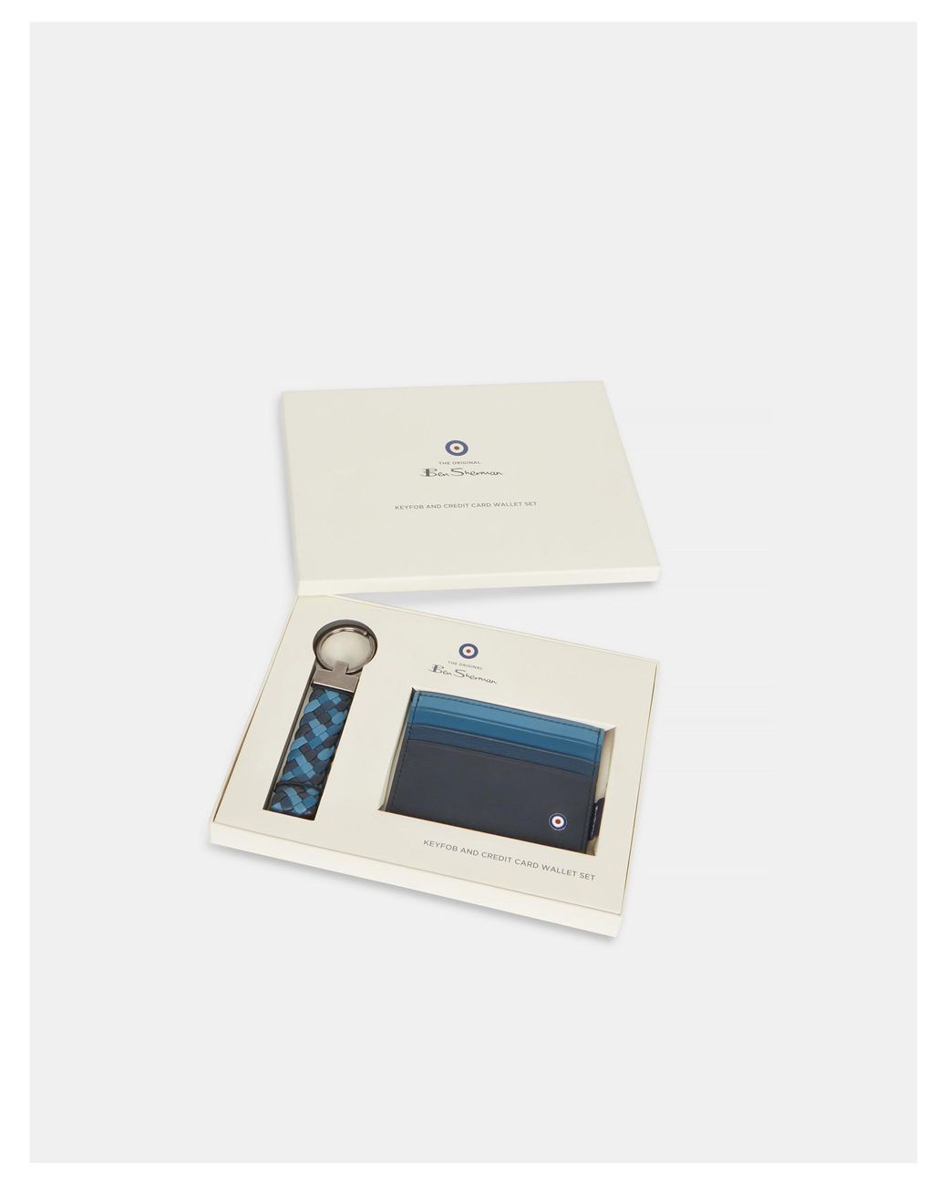 Ben Sherman White Credit Card Wallet & Keyring Gift Set In for men