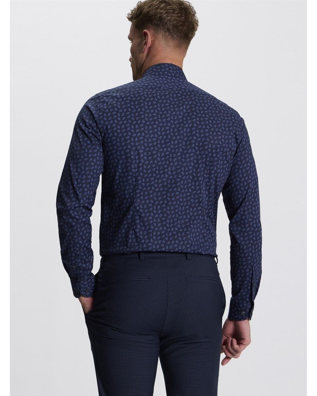 Ben Sherman Blue Paisley Print Shirt In Navy for men