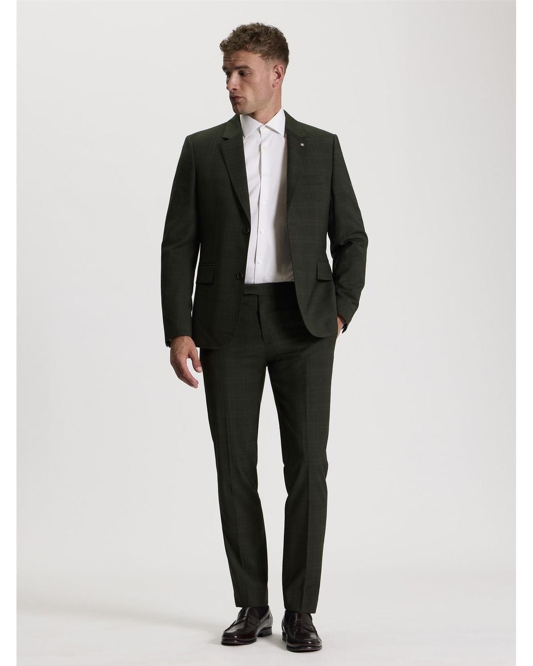 Ben Sherman Gray Prince Of Wales Tonal Jacket In Dark Green for men