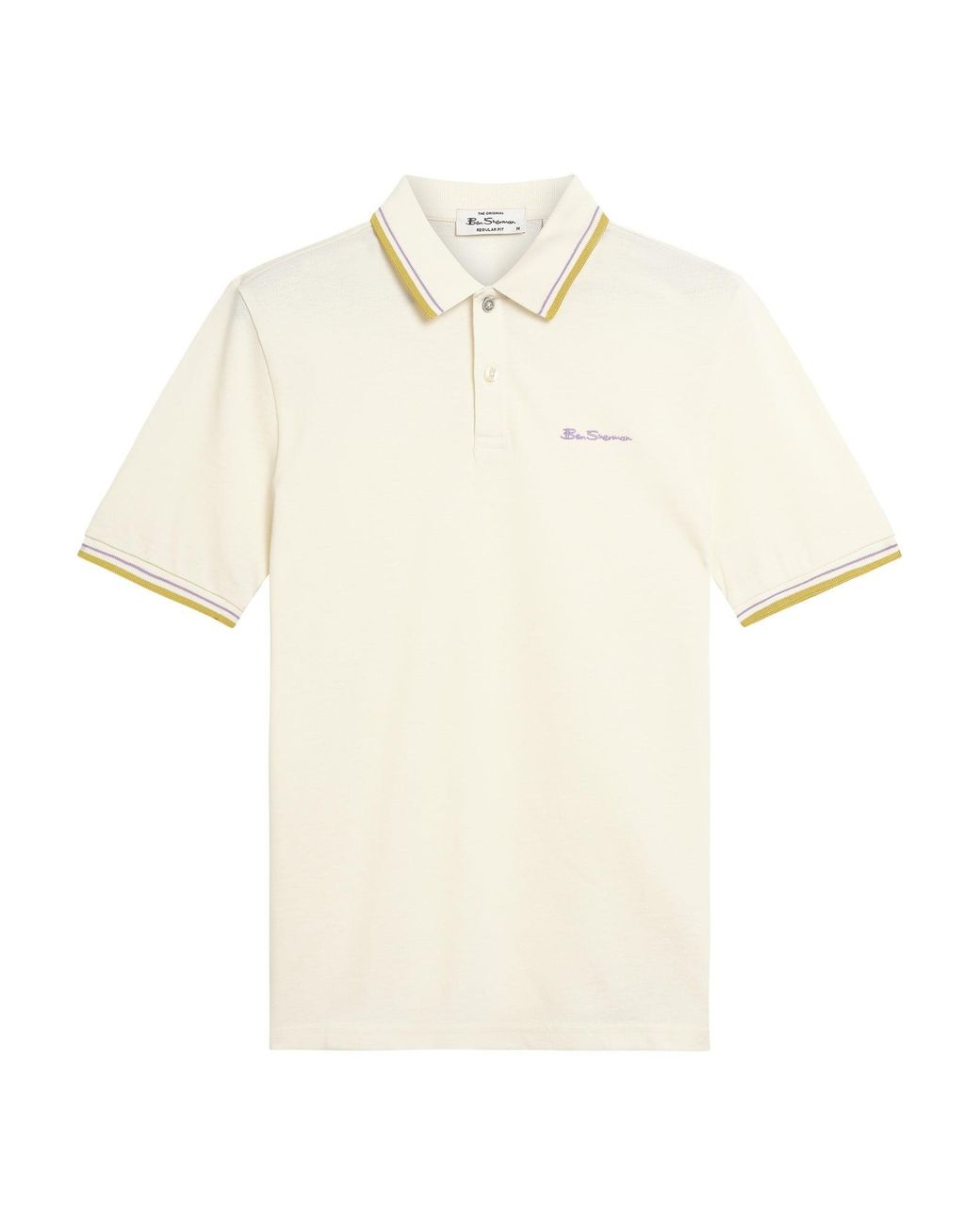 Ben Sherman Short Sleeve Signature Pique Polo In Oyster White for men