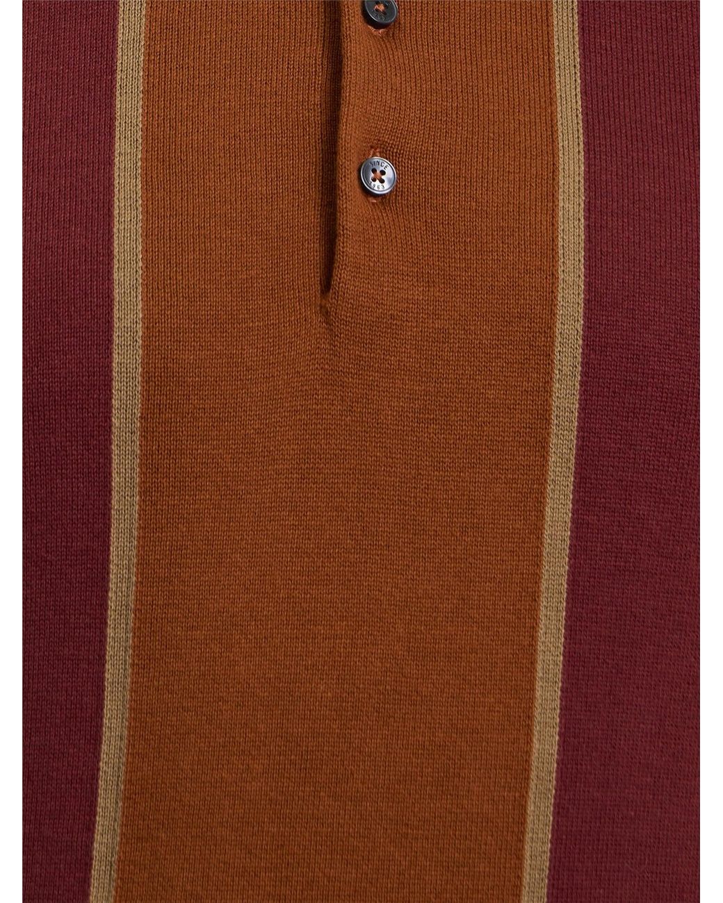 Ben Sherman Red Short Sleeve Mod Stripe Knitted Polo In for men