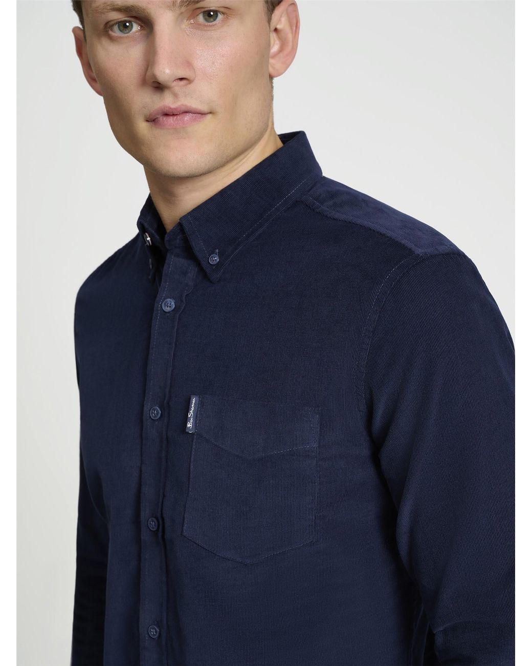 Ben Sherman Blue Plain Cord Shirt In for men