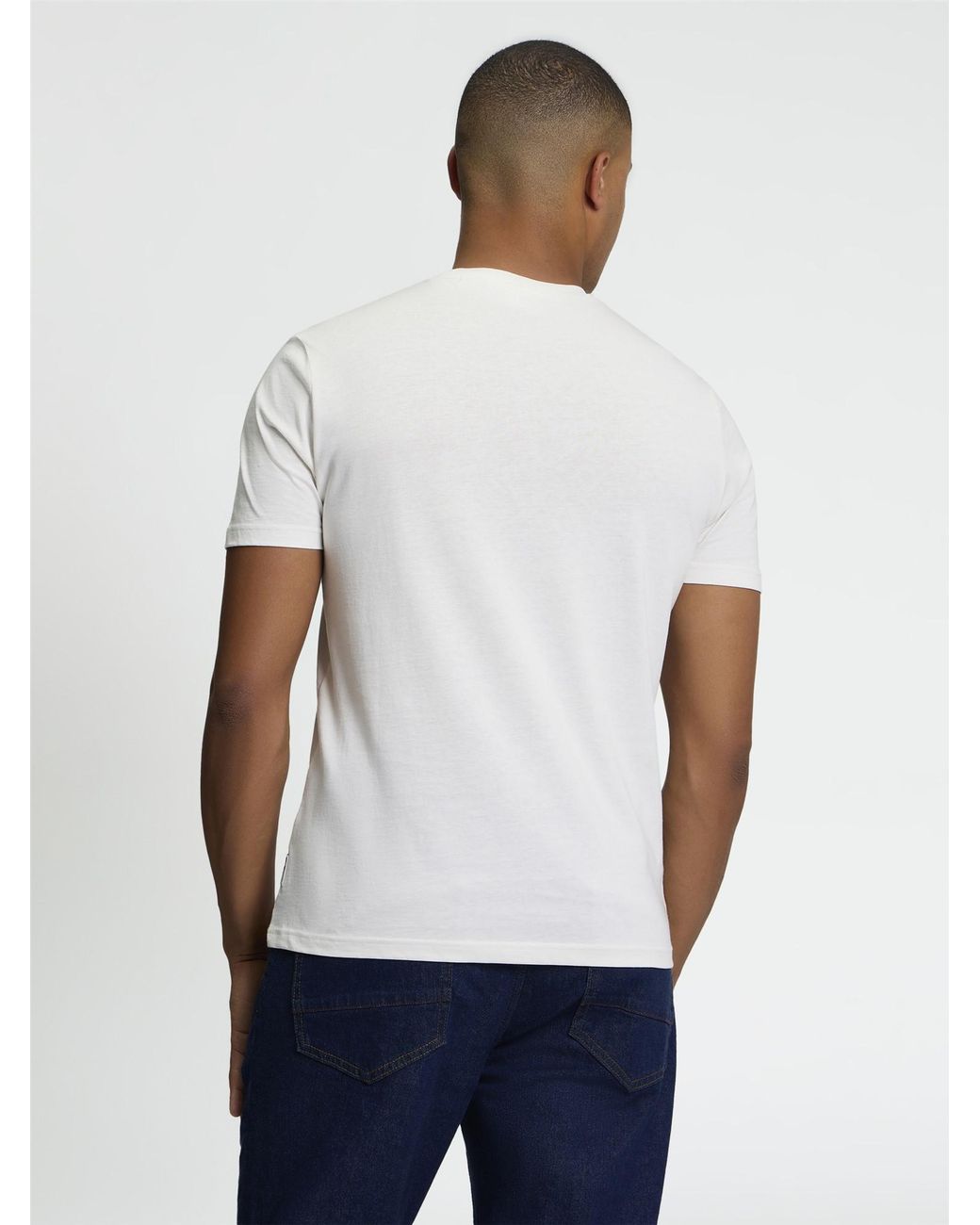 Ben Sherman Blue Short Sleeve Marching Band Tshirt In Ivory for men
