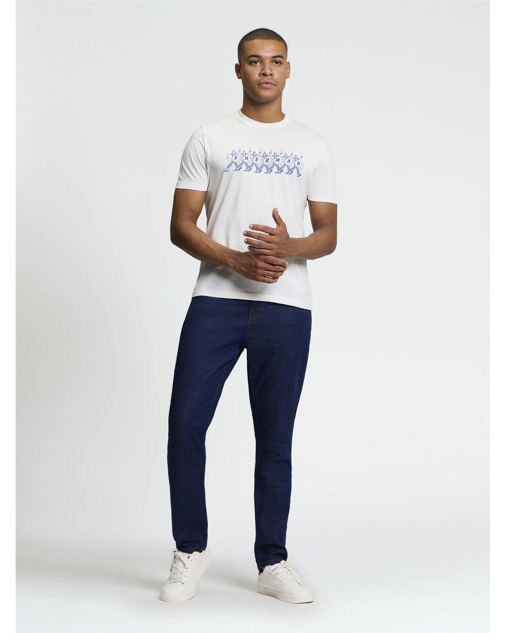 Ben Sherman Blue Short Sleeve Marching Band Tshirt In Ivory for men