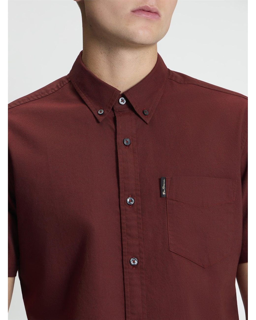 Ben Sherman Red Short Sleeve Signature Oxford Shirt In Sienna for men