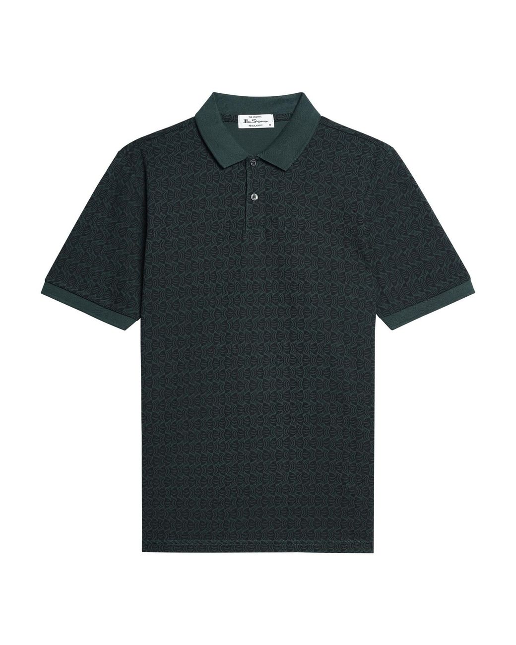 Ben Sherman Blue Short Sleeve All Over Print Polo In Lotus Green for men