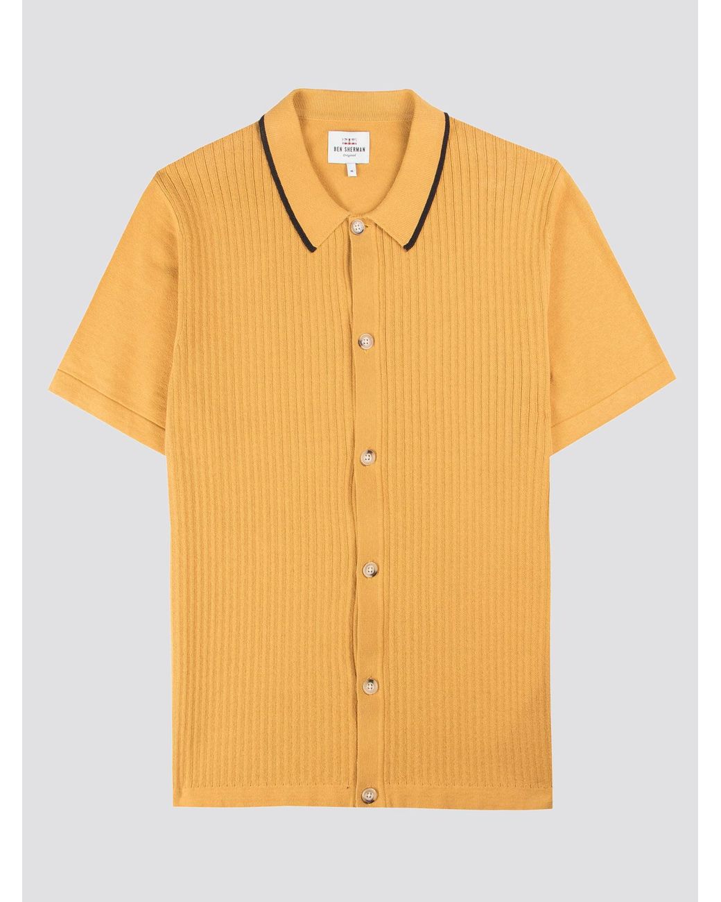 Ben Sherman Cotton Button Through Knitted Polo in Yellow for Men | Lyst UK