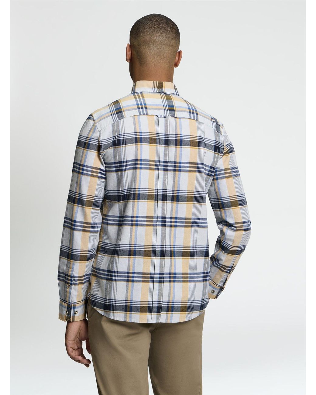 Ben Sherman Long Sleeve Irregular Oxford Check Shirt In Light Blue for men
