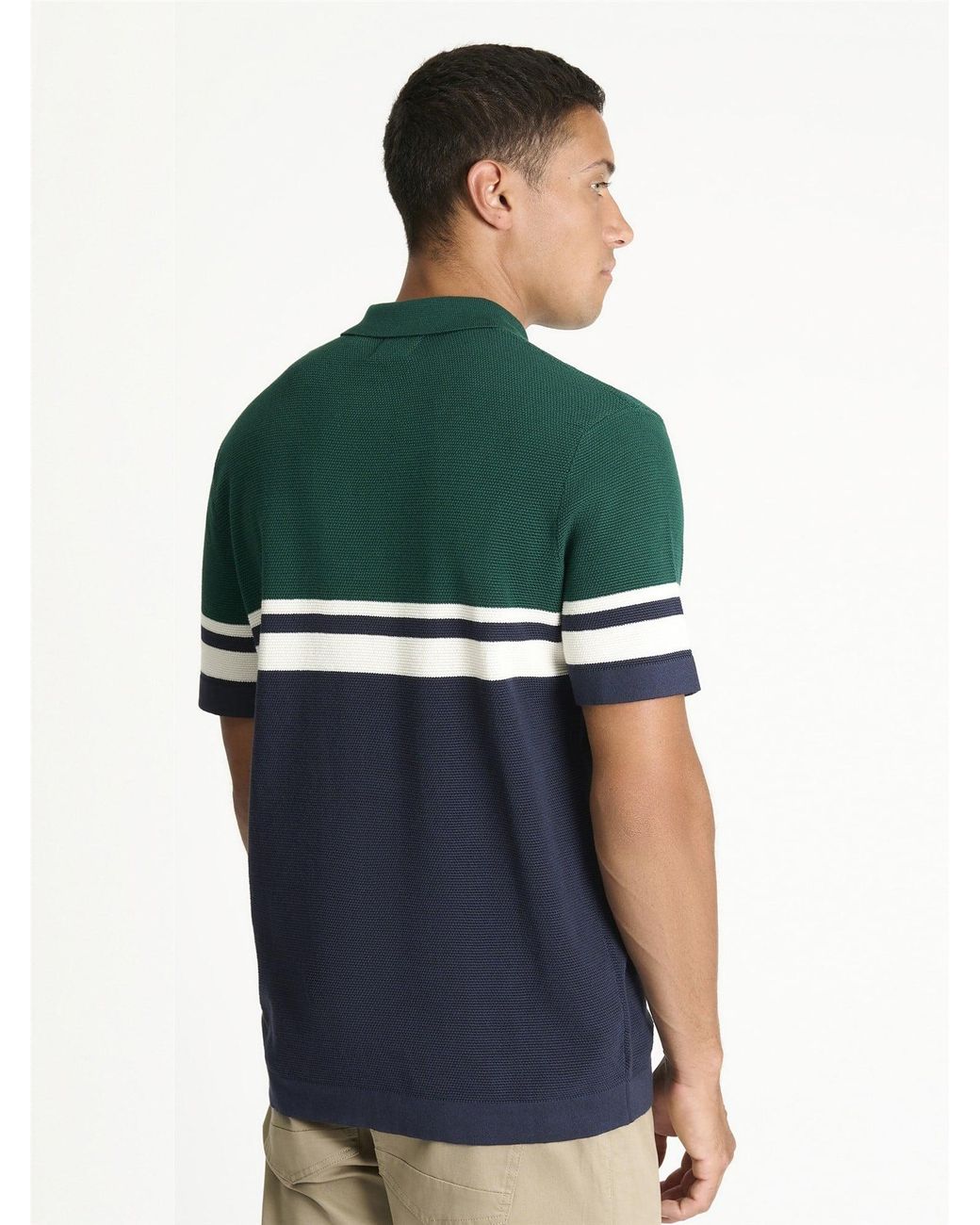 Ben Sherman Green Short Sleeve Sports Stripe Knitted Polo In for men