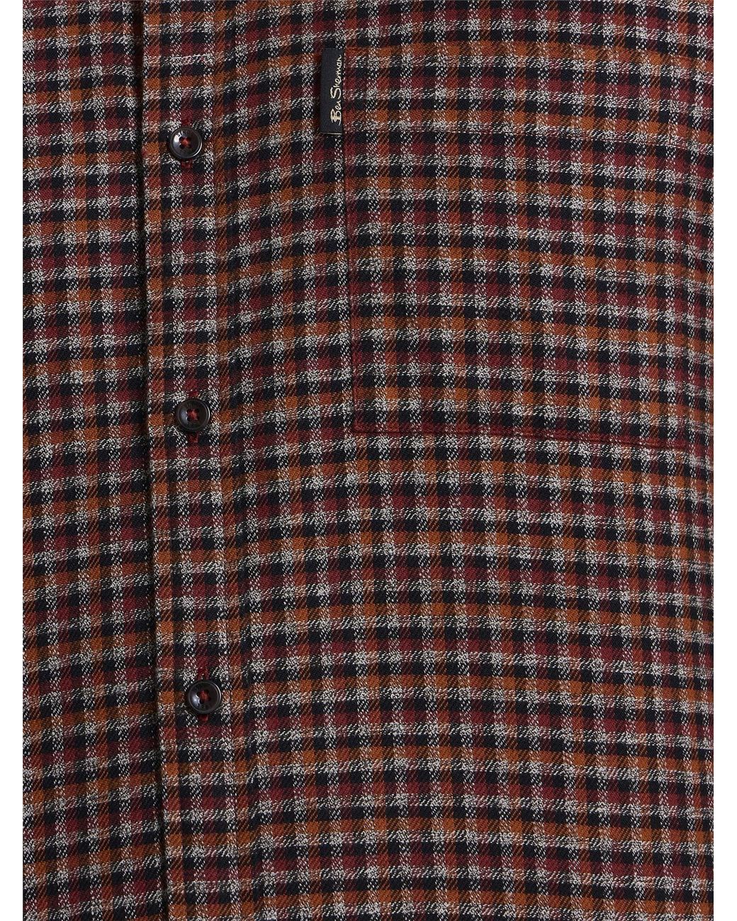 Ben Sherman Brown Long Sleeve Abstract Check Shirt In Sienna for men