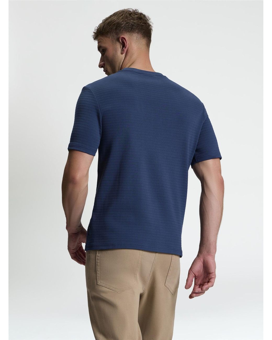 Ben Sherman Short Sleeve Jacquard Tshirt In Blue Denim for men