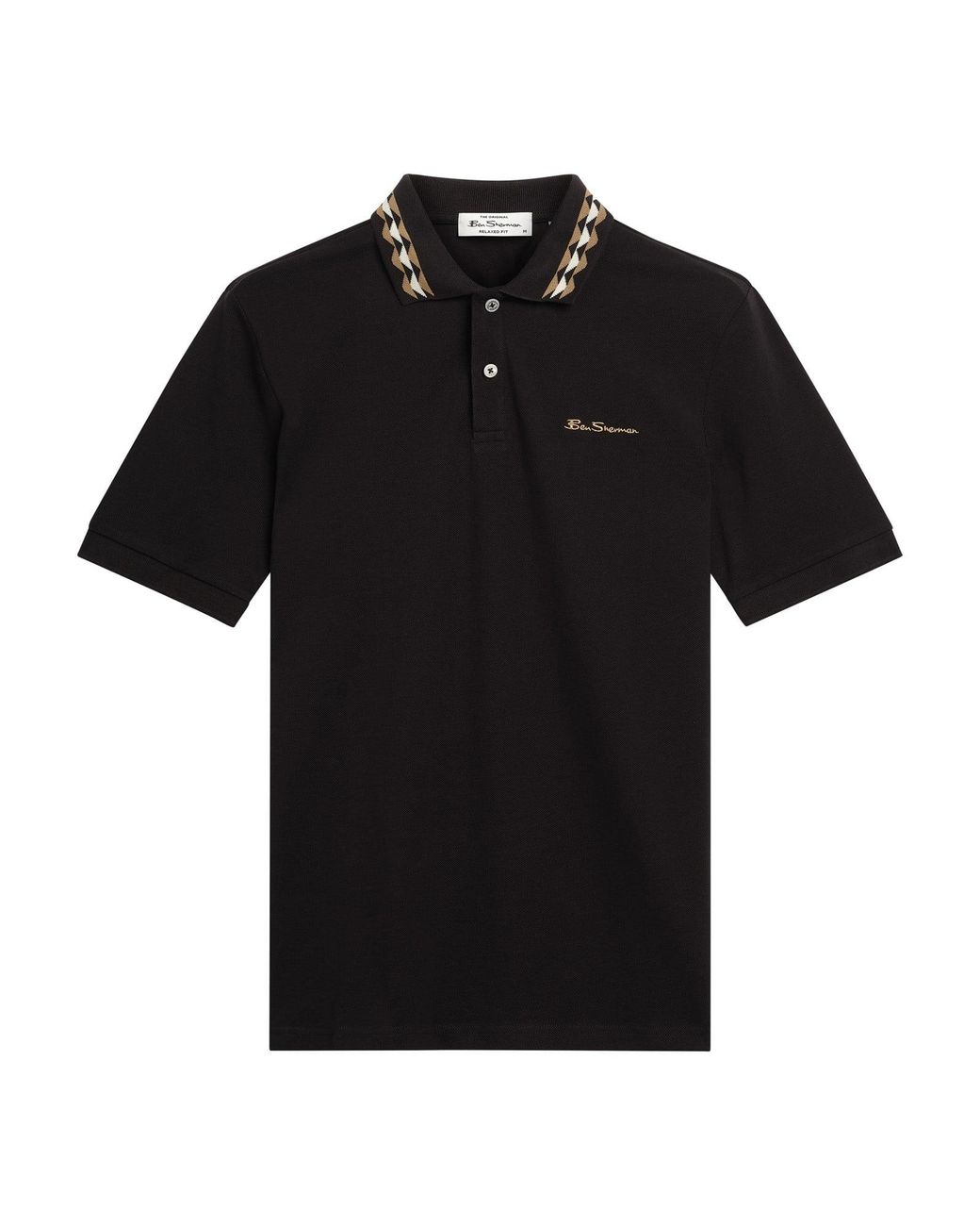 Ben Sherman Blue Short Sleeve Collar Interest Polo In Black for men