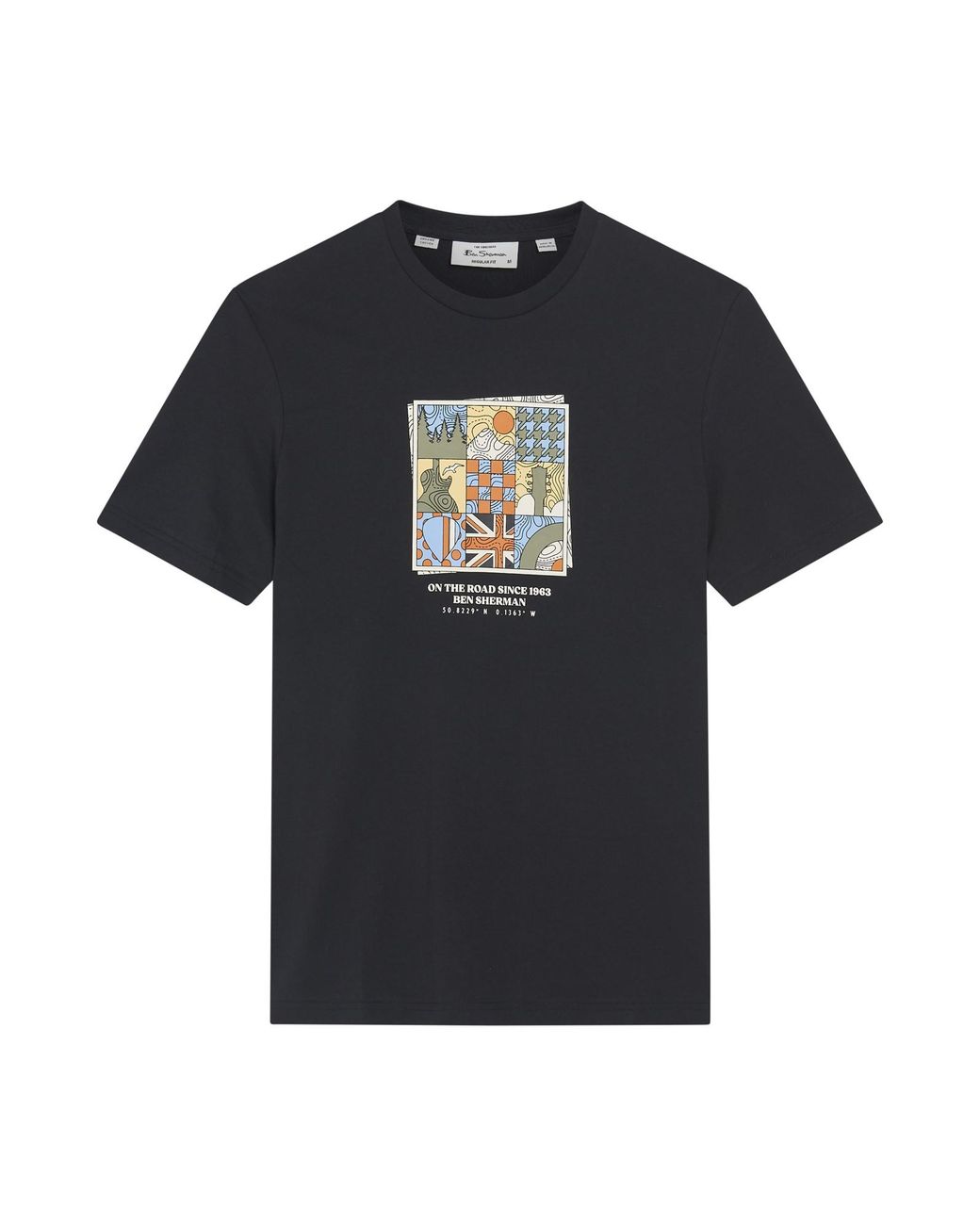 Ben Sherman Blue Retro Adventure Tee In Black for men