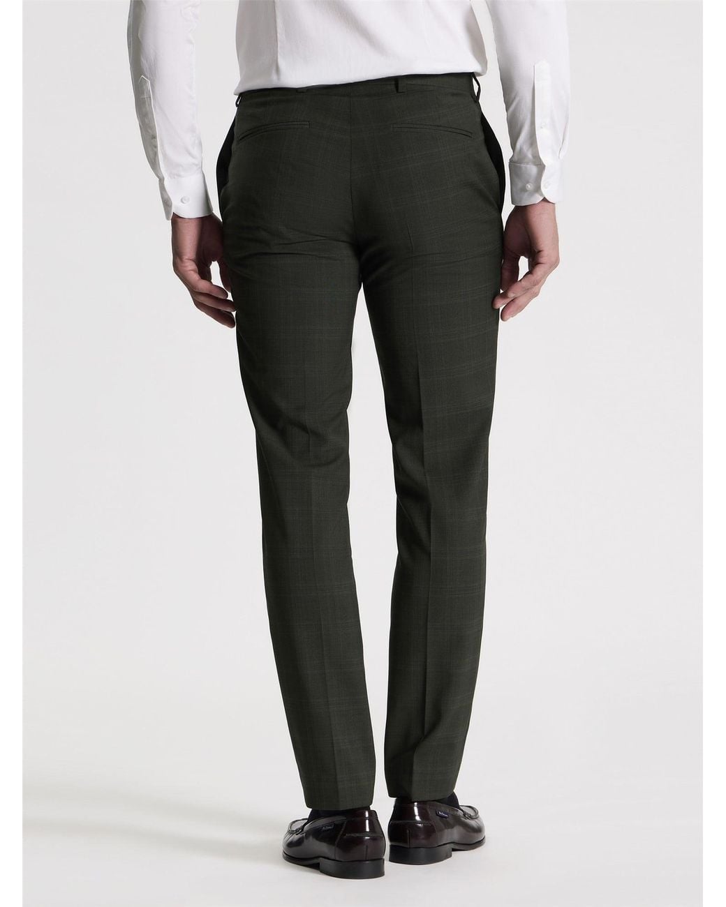 Ben Sherman Black Prince Of Wales Tonal Trouser In Dark Green for men
