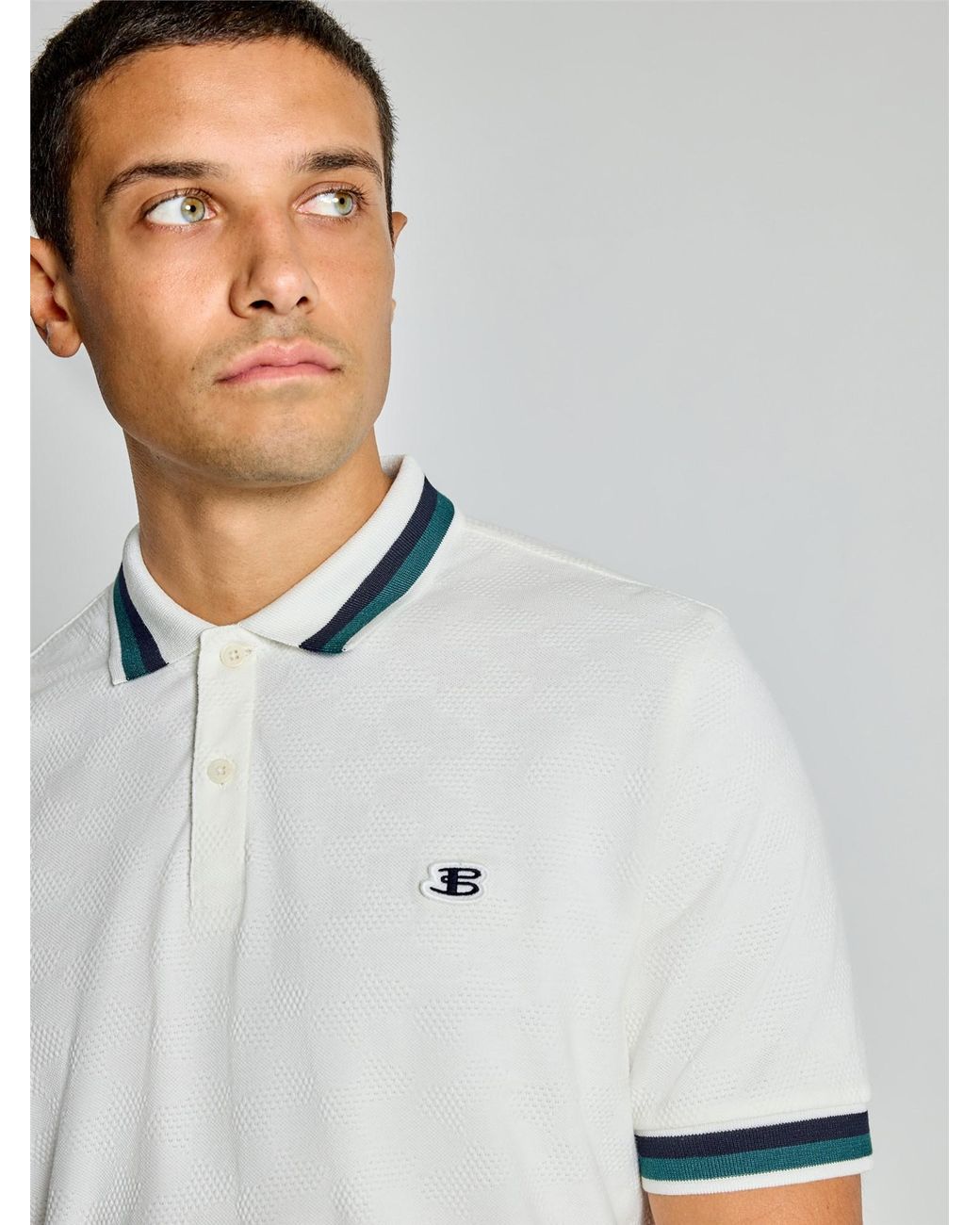Ben Sherman White Fabric Interest Polo Shirt In for men