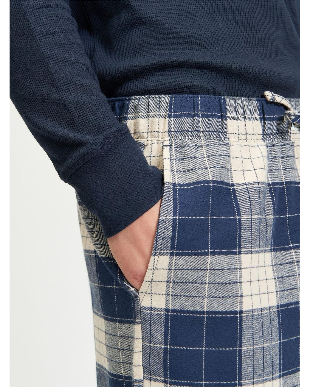 Ben Sherman Blue Brushed Oversized Tartan Trouser In Mid Grey for men