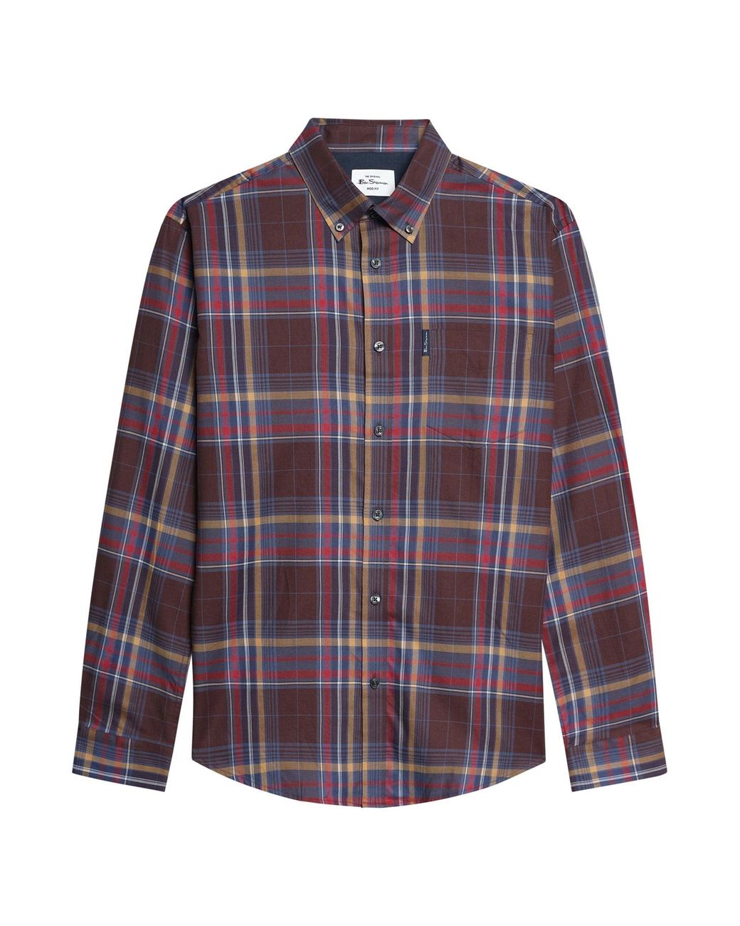 Ben Sherman Blue Long Sleeve Twill Check Shirt In for men