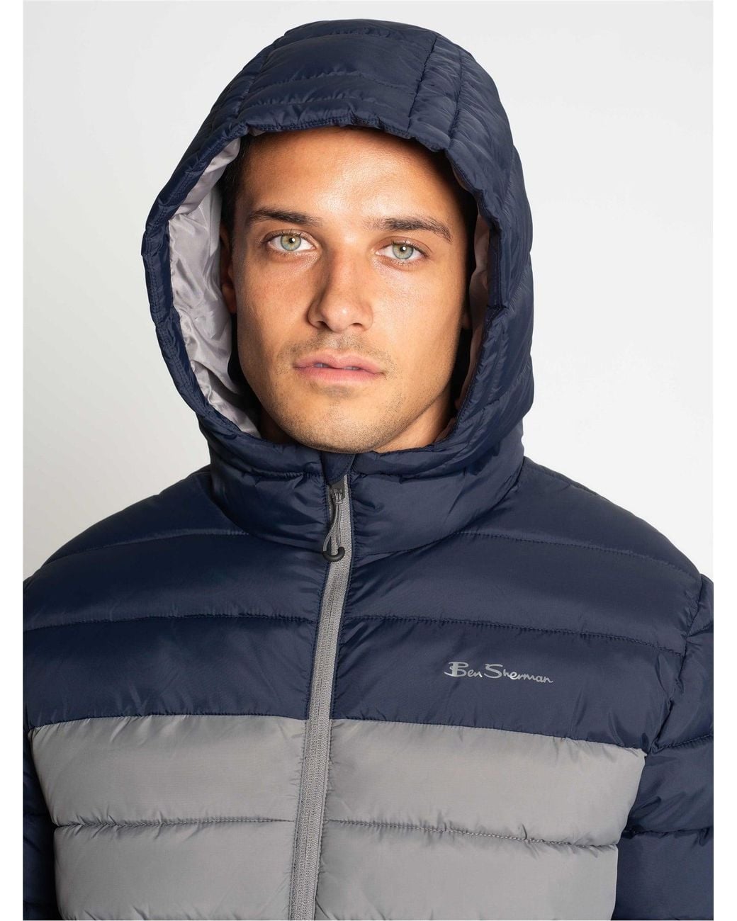 Ben Sherman Blue Padded Hooded Jacket In for men