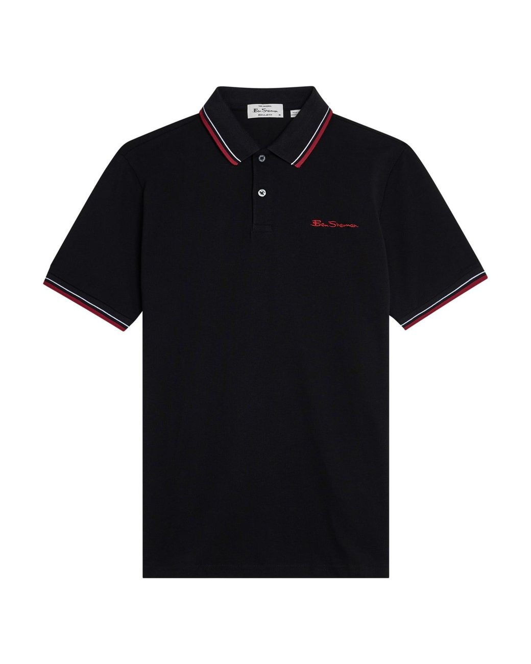 Ben Sherman Black Short Sleeve Signature Pique Polo In for men