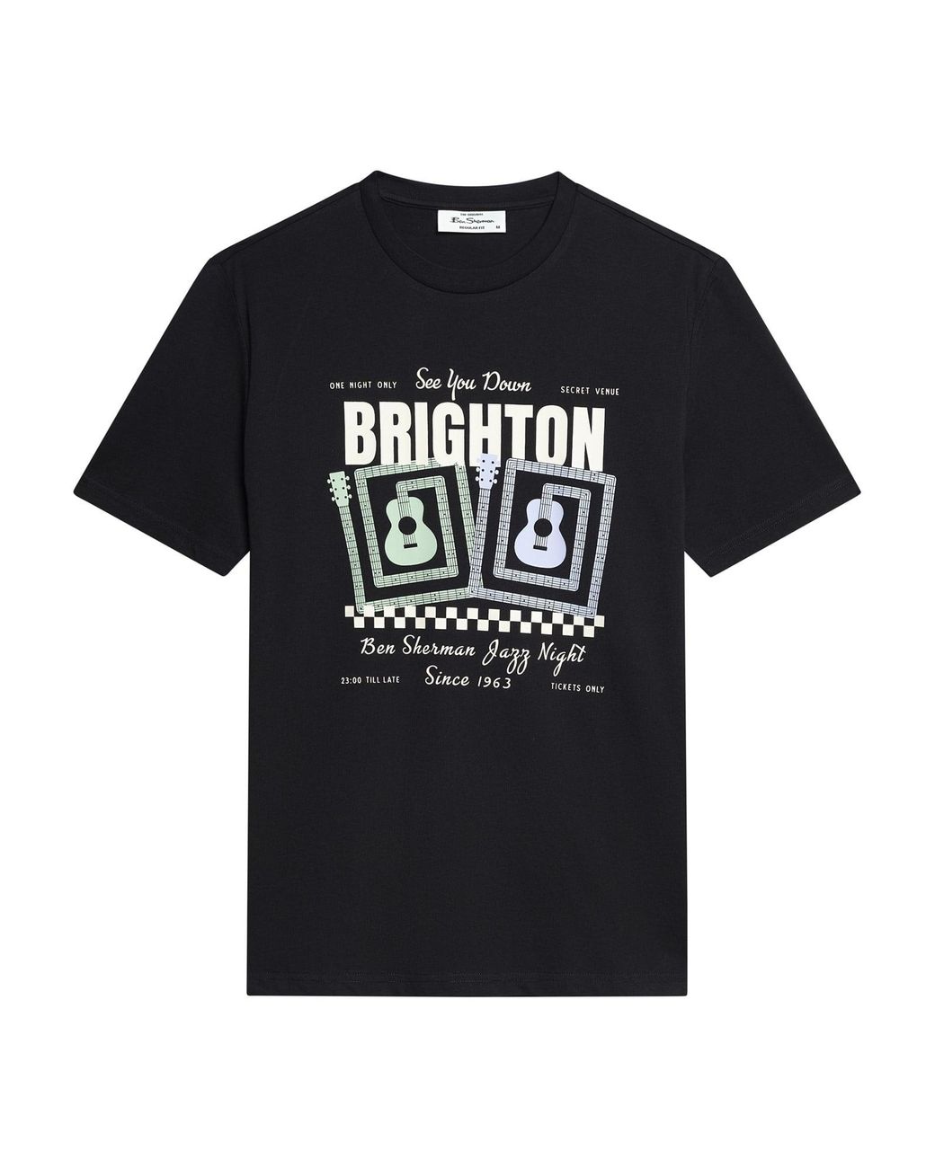 Ben Sherman Multicolor Short Sleeve Jazz Poster Tshirt In Black for men