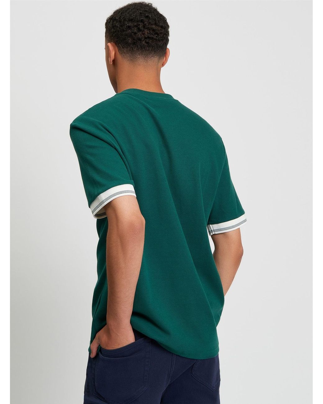 Ben Sherman Green Textured Tipped Tee In for men