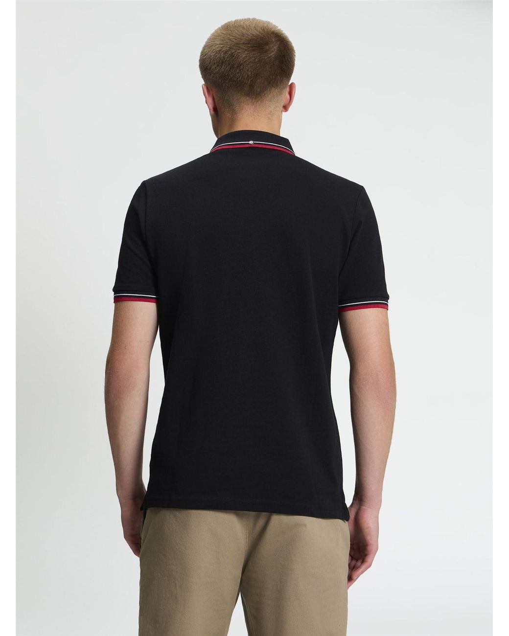 Ben Sherman Black Short Sleeve Signature Pique Polo In for men