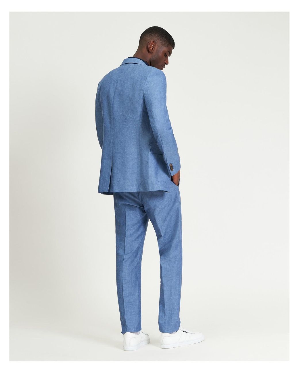 Ben Sherman Linen Blend Trouser In Blue for men