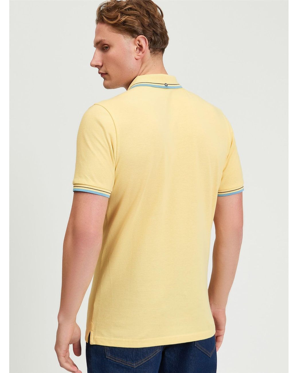 Ben Sherman Yellow Short Sleeve Signature Pique Polo In Butterscotch for men