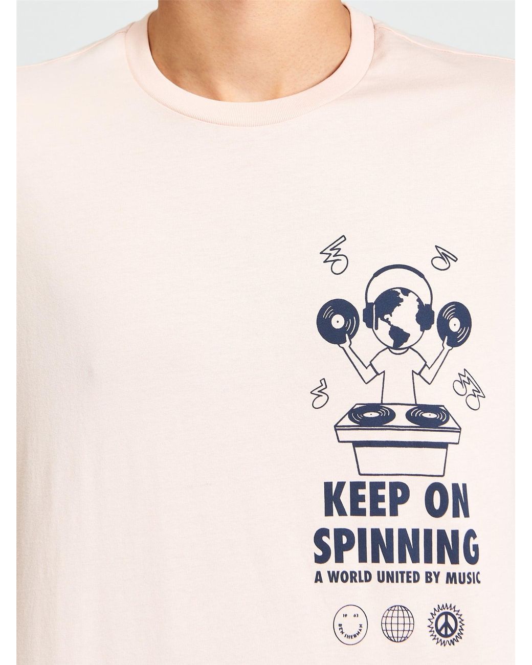 Ben Sherman Multicolor Short Sleeve World Dj Tshirt In Blush Pink for men