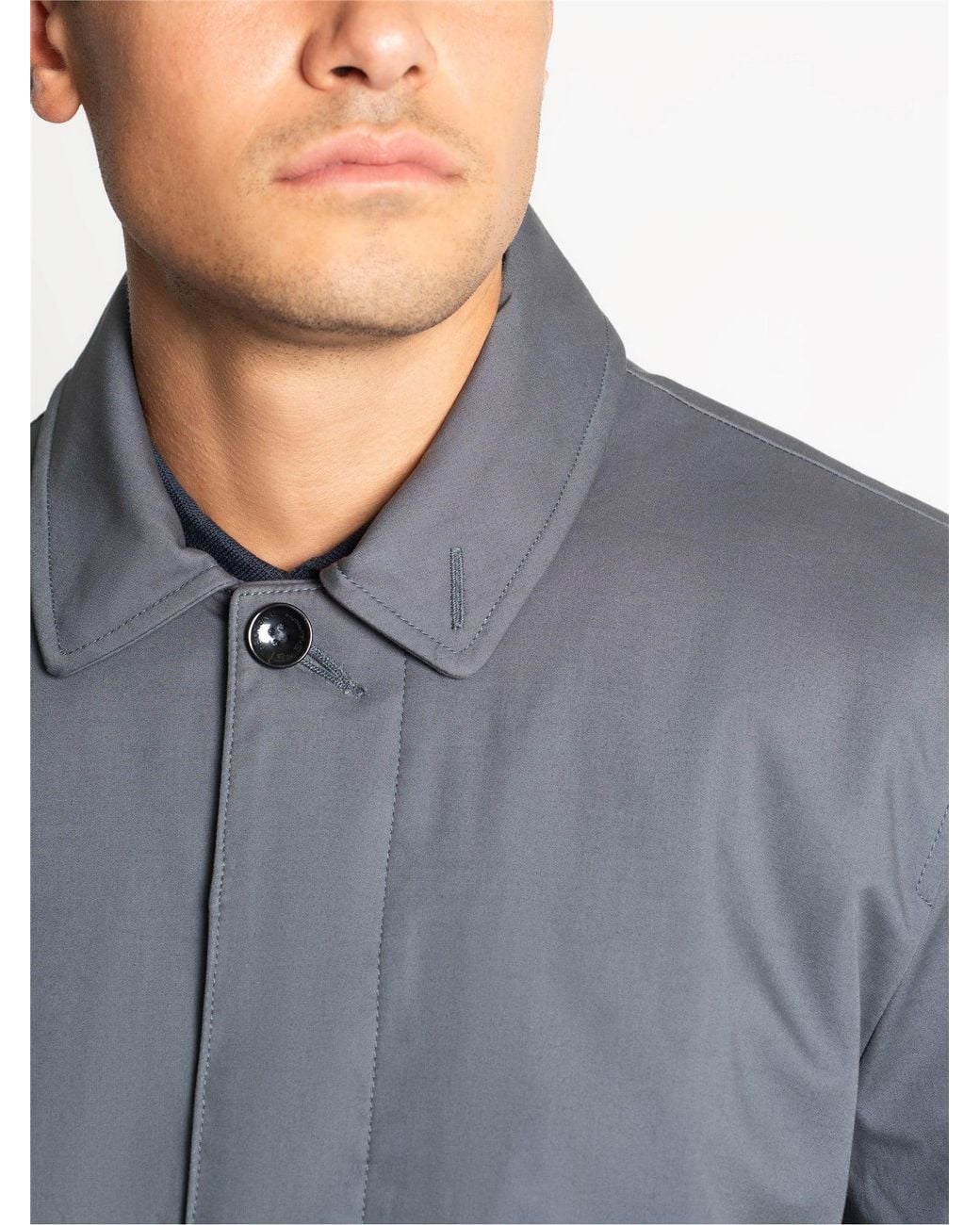 Ben Sherman Blue Wadded Bonded Mac In for men