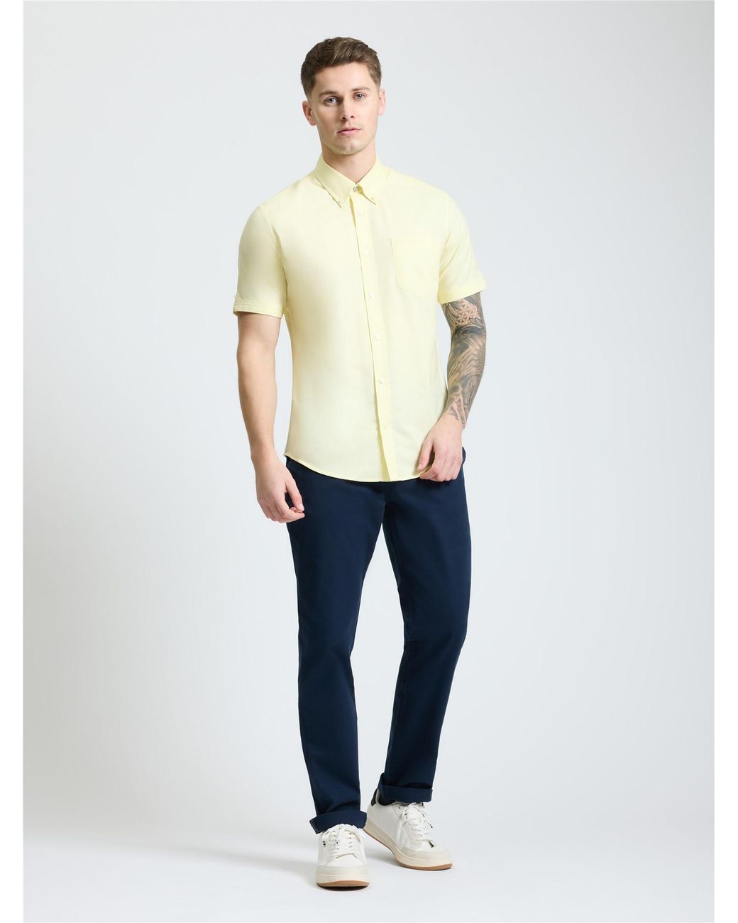 Ben Sherman Blue Short Sleeve Oxford Shirt In Corn for men