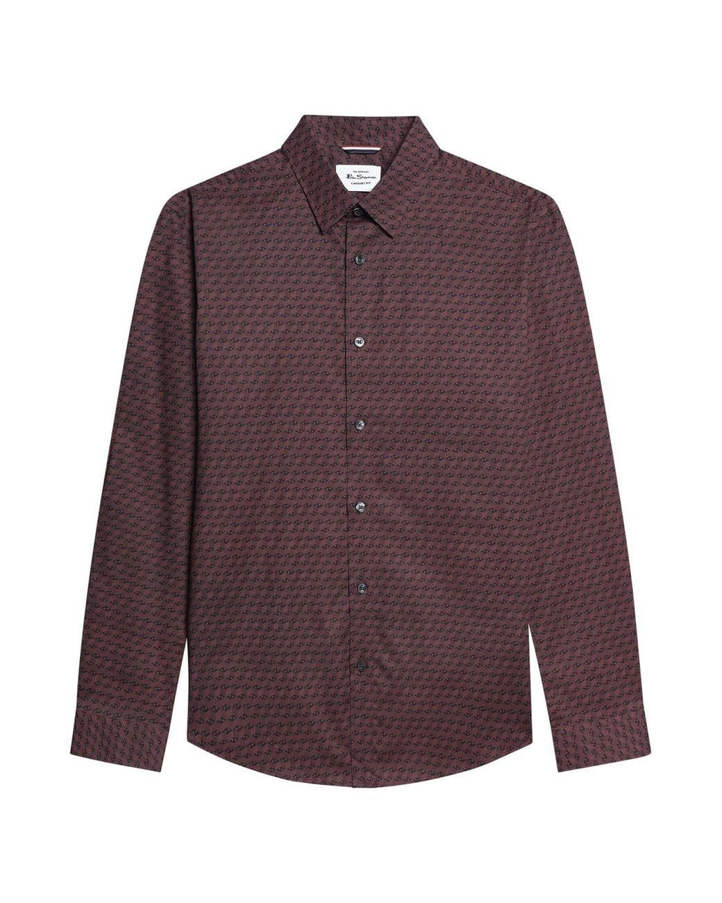 Ben Sherman Multicolor Long Sleeve Optic Geo Print Shirt In Maroon for men