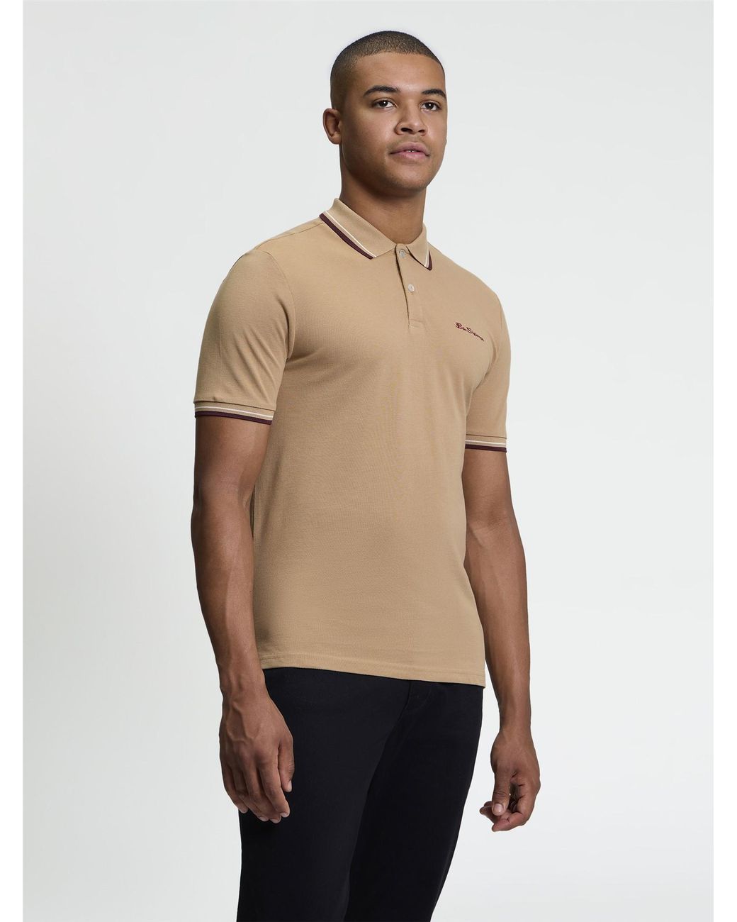 Ben Sherman Natural Short Sleeve Signature Pique Polo In Biscuit for men