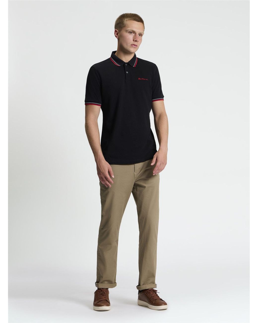 Ben Sherman Black Short Sleeve Signature Pique Polo In for men