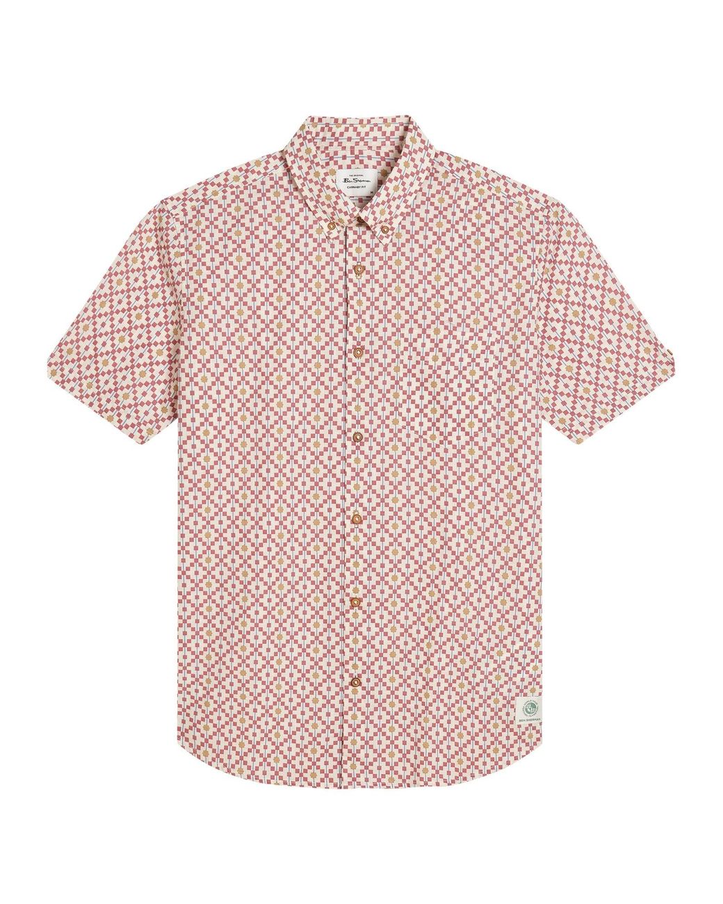 Ben Sherman Blue Short Sleeve Festival Geo Print Shirt In Rose for men
