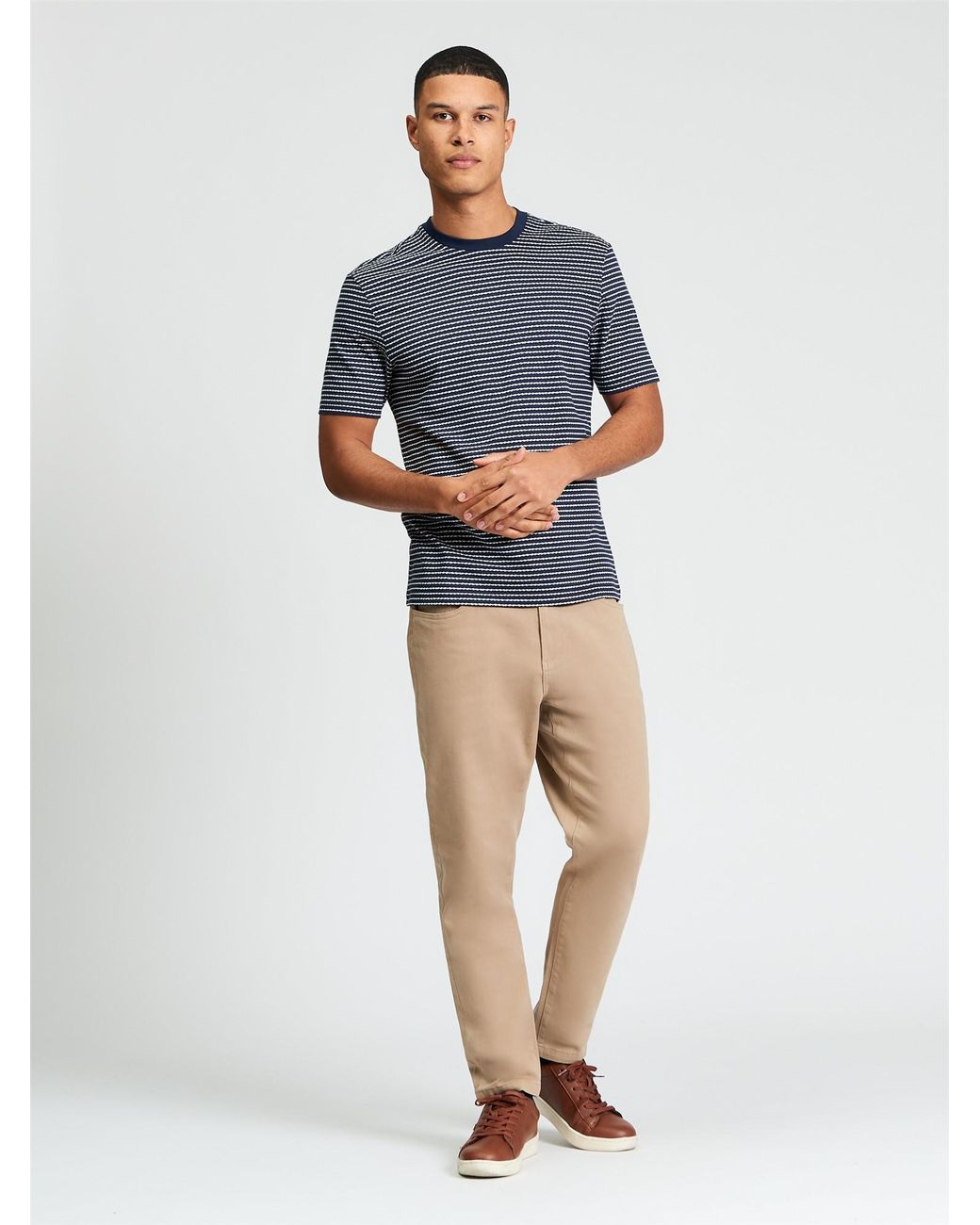 Ben Sherman Blue Short Sleeve Fine Stripe Tshirt In Dark Navy for men