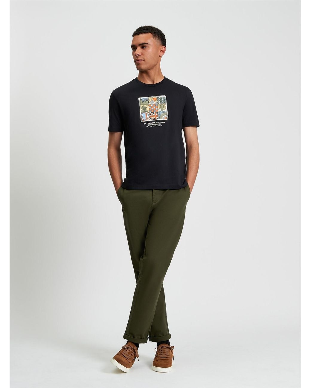 Ben Sherman Blue Retro Adventure Tee In Black for men