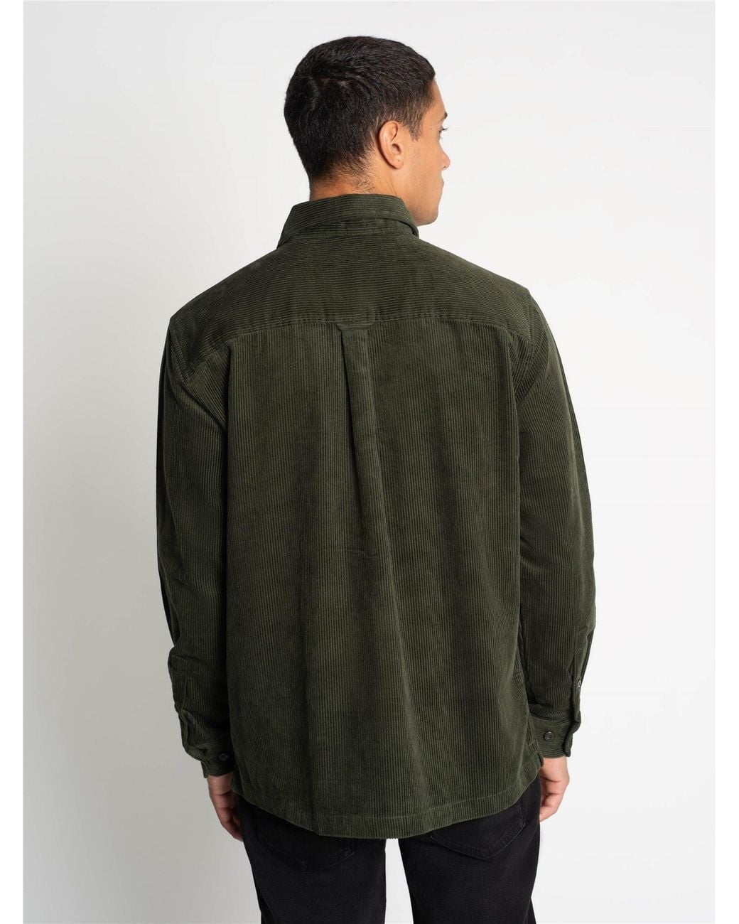 Ben Sherman Green Long Sleeve Corduroy Overshirt In Khaki for men