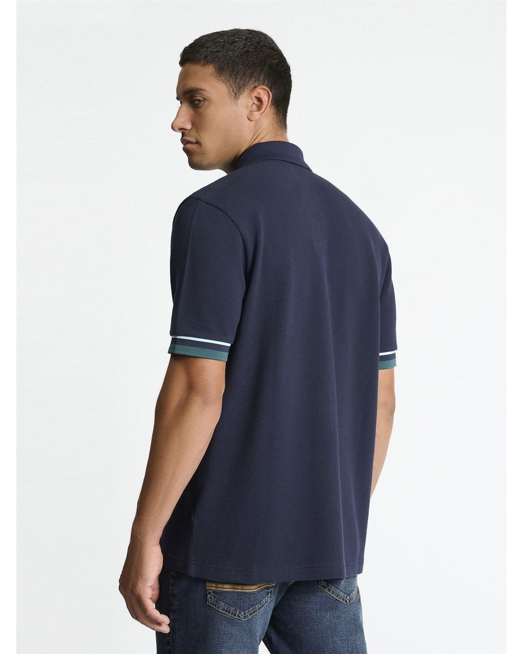 Ben Sherman Blue Heavyweight Pique Polo Shirt In Dark Navy for men