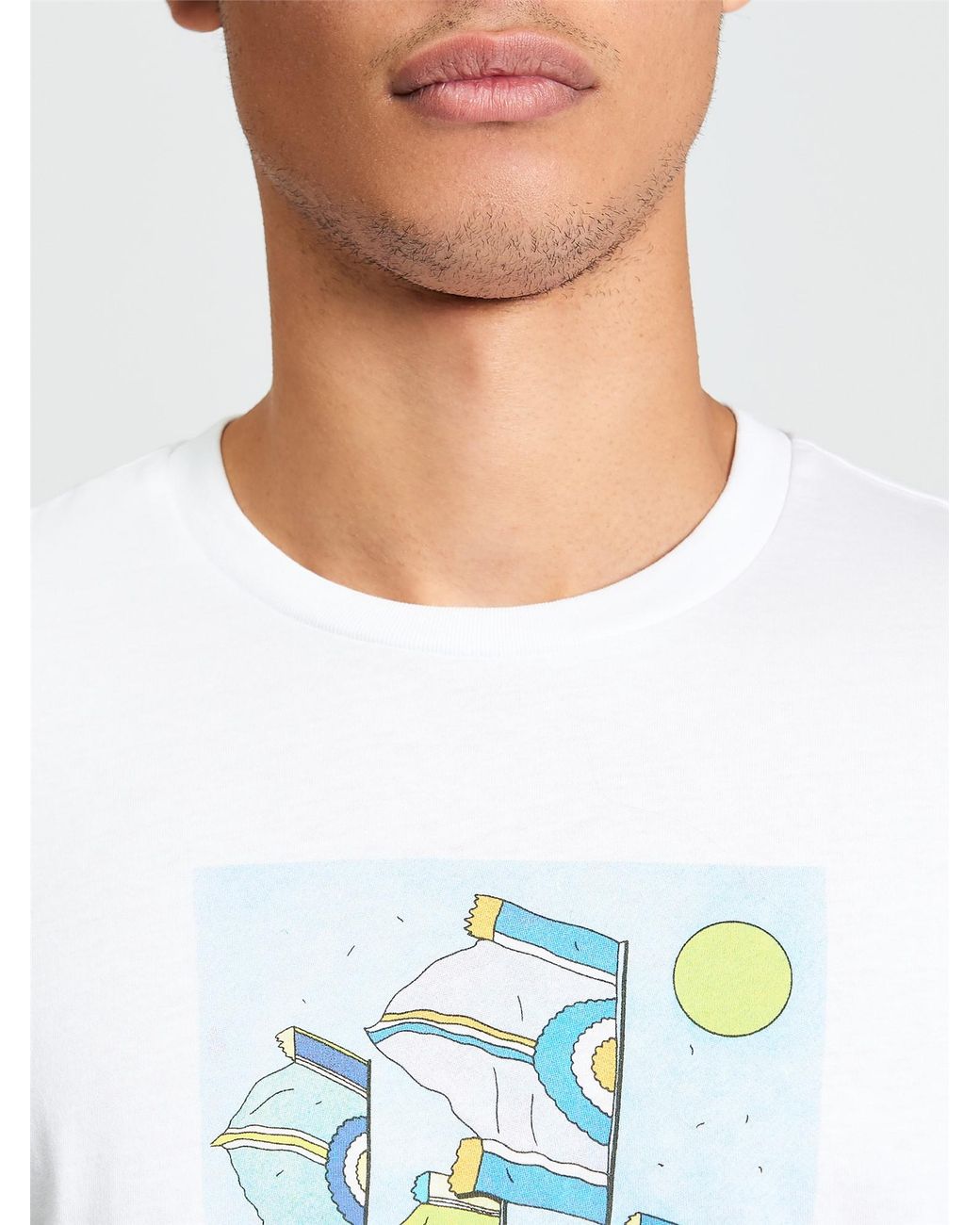 Ben Sherman Blue Short Sleeve Festival Flag Tshirt In White for men